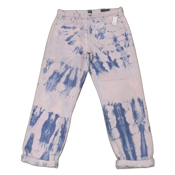 GAP Denim Cheeky Straight High Rise Pants Tie Dye Size 12/31 Tall NWT - Picture 1 of 4